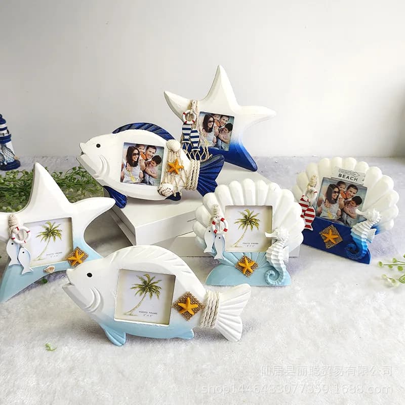 Mediterranean Photo Picture Frame Wooden Photo Frame Holder for Nautical Beach Themed Home Coffee Desktop Shop Decoration 3-inch