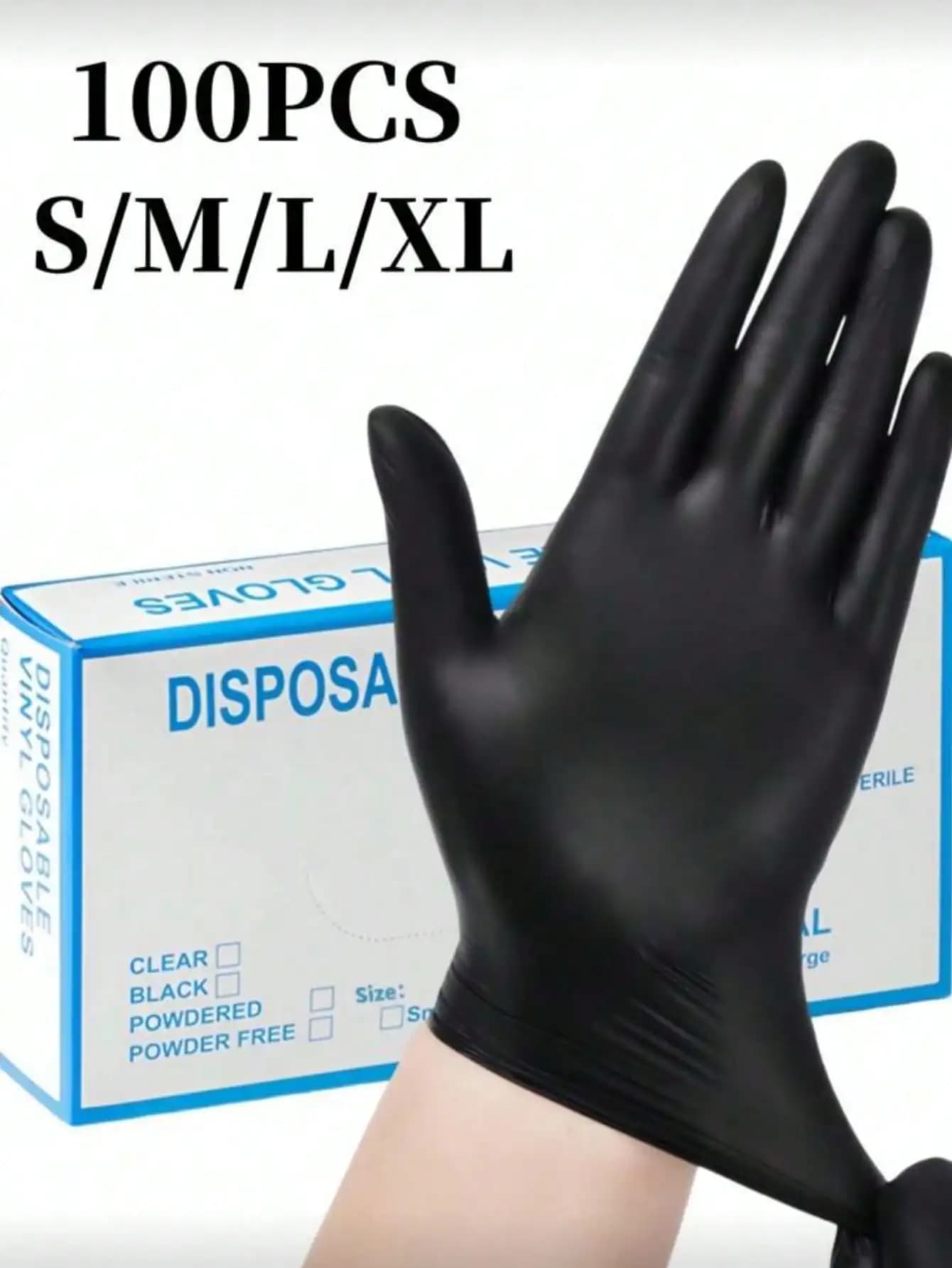 2/20/50/100pcs Black Disposable Nitrile Gloves, Latex-Free, Waterproof, Anti-Static, Multi-Purpose Work Gloves, 3 Mil Thick, Powder-Free, Non-Breathable, Protective Gloves For Kitchen, Bathroom, Home, Salon, Cooking, Painting, Crafts [No Packaging Box]
