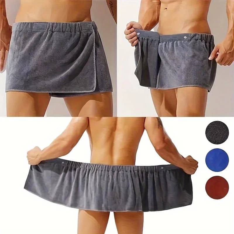 Asciugamano da bagno morbido e indossabile da uomo, pantaloncini in tinta unita, telo da bagno in fibra ultrafine, telo da bagno per sauna termale, telo da bagno per nuoto