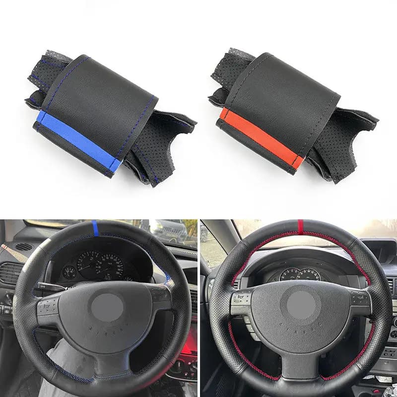 Coprivolante per auto intrecciato a mano per Opel Vauxhall Corsa C 2000-2006 Combo C 2001-2011 Holden Tigra Rivestimento in pelle traforata