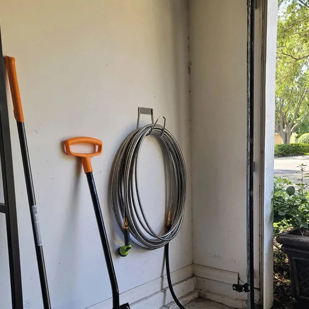 Set da 1/2 Pezzi di Supporto per Tubo Esterno in Acciaio Inossidabile, Gancio da Parete per Giardino, Gancio Robusto per Tubo dell'Acqua, Appendi Tubo per Esterni, Cortile, Garage