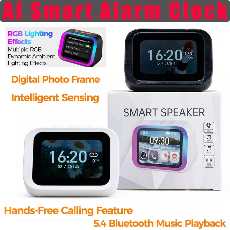 Altoparlante Bluetooth AI 5.4 con Assistente Vocale AI, Display Touch HD, Album Elettronico, Sveglia, Chiamate a Mani Libere, Schermo da 4 Pollici
