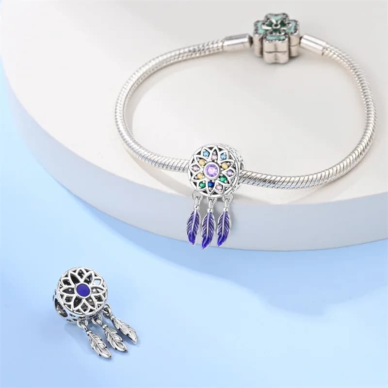 925 Sterling Silver Dream Catcher With Colorful Charms Beads Fit Original Bracelet DIY Women Fashion Anniversary Jewelry Gifts