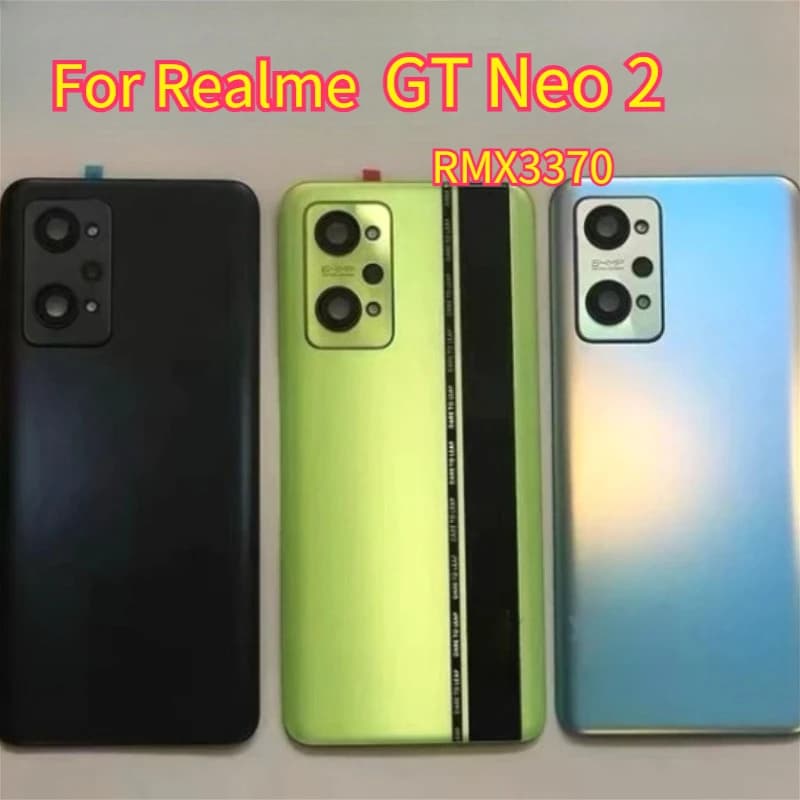 A+ Back Glass Battery Phone Cover Replacement For Realme GT Neo 2 Neo2 RMX3370 Panel Rear Door Housing Case With Camera Lens