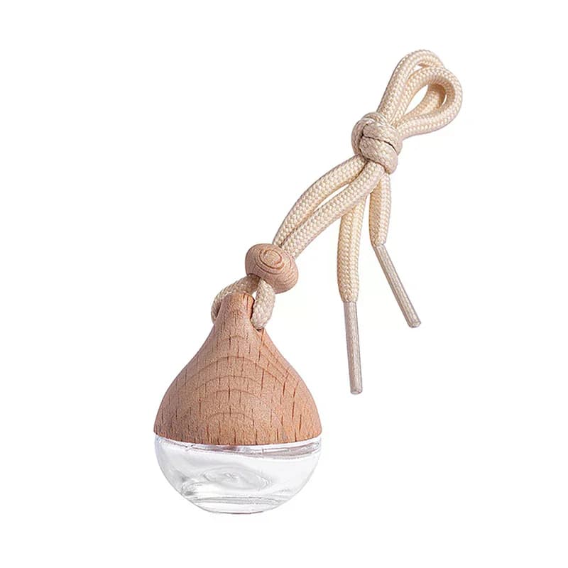 1PCS 6ML Empty Car Air Freshener Pendant Perfume Glass Bottle With Wooden Caps Refillable Car Essential Oil Diffuser Bottle