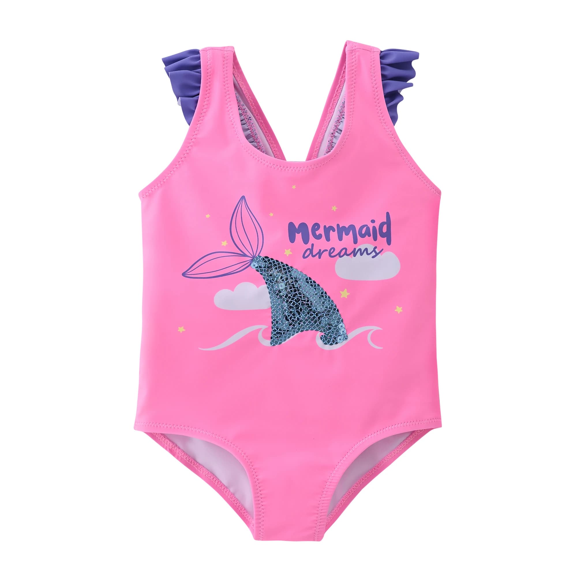 Costume intero con stampa sirena Kavkas per ragazze, costume da bagno estivo per bambini 9M-6T, colori assortiti