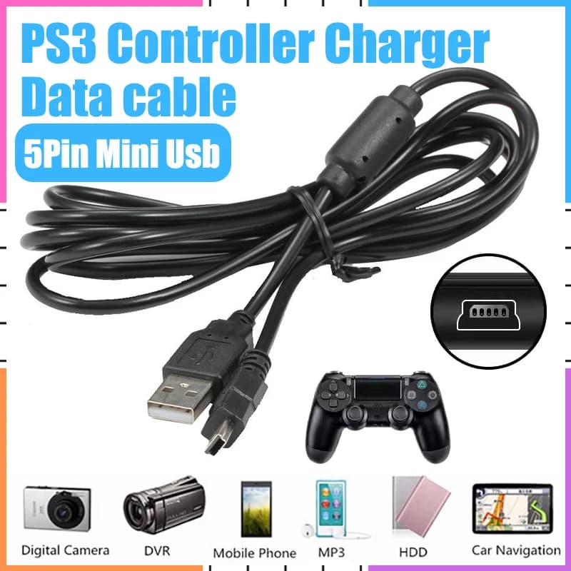 Cavo di ricarica dati Mini USB USB a 5 pin da 1,8 M per controller wireless di gioco Ps3 telefono fotocamera Mp3/Mp4 HDD guida Reco