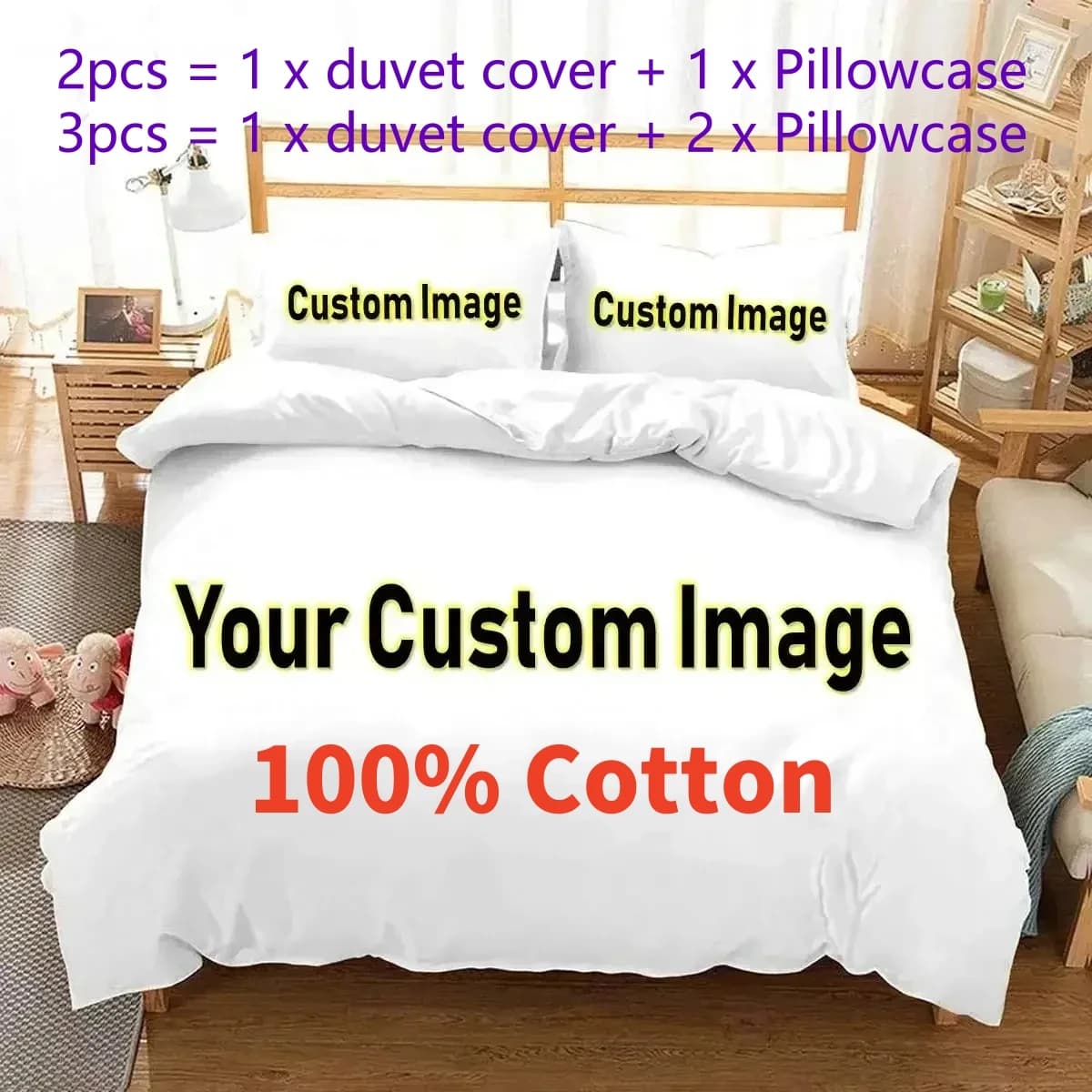 Set biancheria da letto in cotone personalizzato Interessante copripiumino personalizzato creativo con 1/2 federa Twin Full Queen King Size Dropshipping