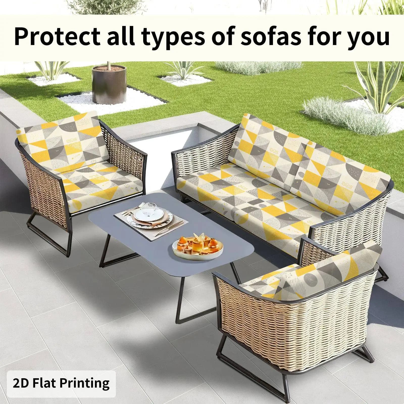 6/8pcs Modern Geometric Triangle Pattern Outdoor Cushion Cover, Slipcover for Patio, Balcony, Garden Sofa Decor