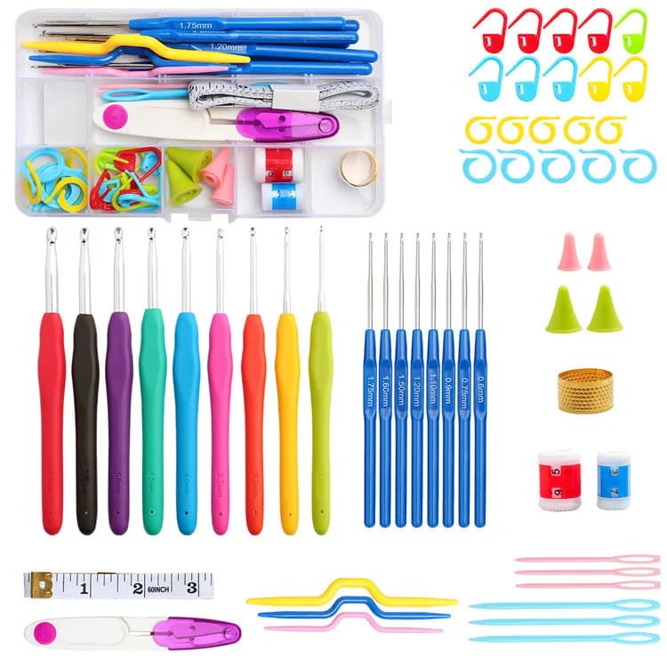 1 set di uncinetti ergonomici Set Kit extra lungo Aghi per uncinetto per maglieria Accessori per maglieria all'uncinetto per principianti Comodo