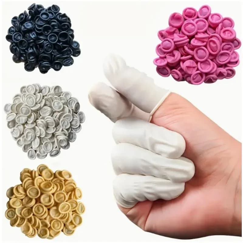 100 pcs of disposable multicoloured latex non-powdered non-slip fingers cradles for fingertips for beauty hairdressers