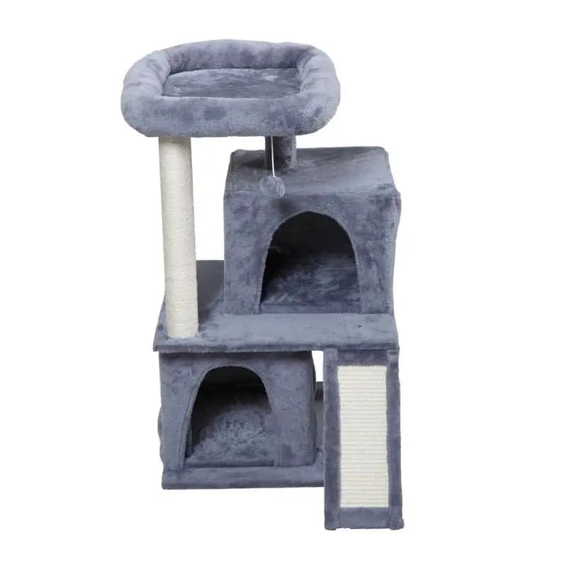 Albero per gatti a doppio strato con casa e scala per gattini e gatti giocosi - Mobili per gatti multilivello