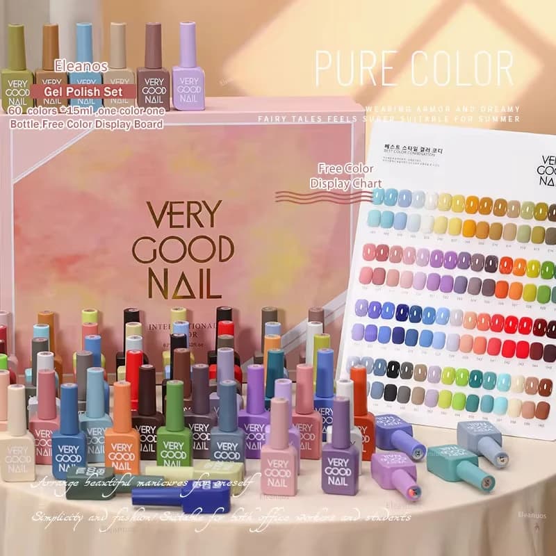 Eleanos 60pcs great nail polish set nail gel with different bottle for Nail Art complete set of nail lacquer 15ml