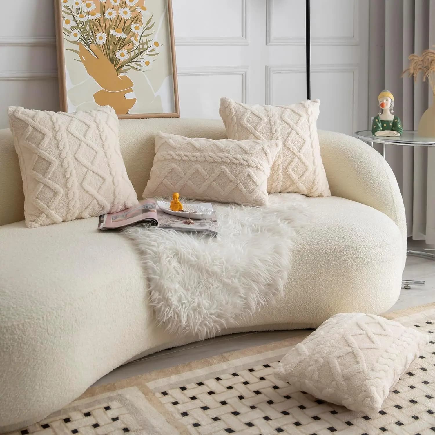 Fodera per cuscino in peluche Fodere per cuscini geometrici per divano del soggiorno 45x45 cm Federa decorativa Fodere per cuscini Decorazioni per la casa