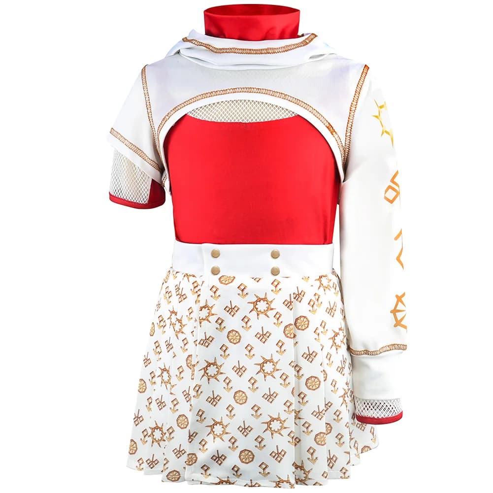 Cosplay costume from zombie cheerleader for girls Top in net + printed skirt + hooded coat for kids Halloween Party School Uniform Dress Up