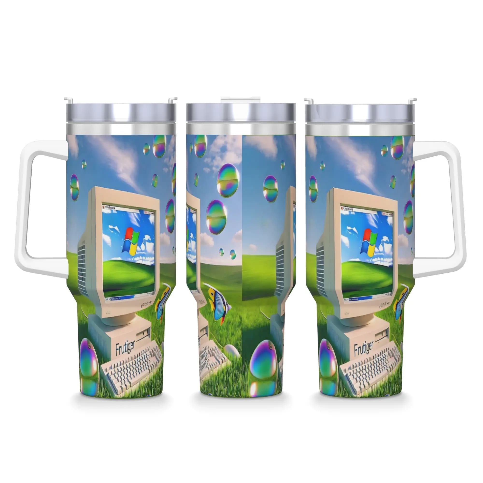 Bicchiere in acciaio inossidabile Frutiger Aero Windows XP Tazza termica per computer Bevande calde a tenuta stagna Tazze per auto Bottiglia d'acqua personalizzata da campeggio