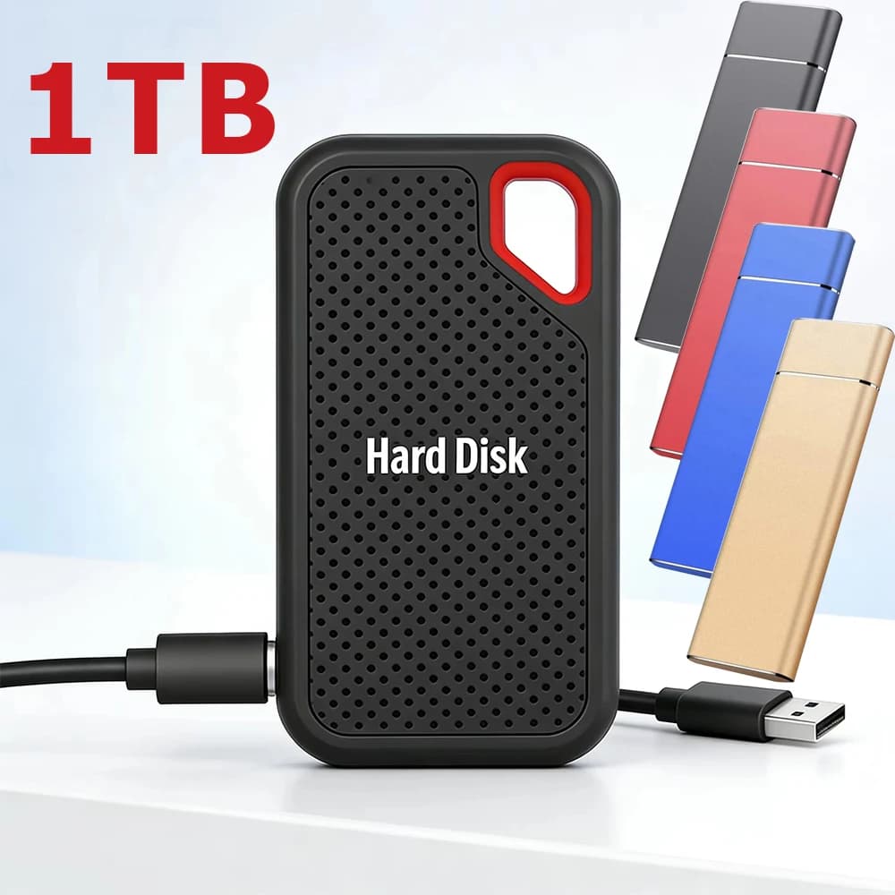 1TB Efficient Hard Drive High-speed External SSD Solid State Flash Memory Disk for Mac/Laptop