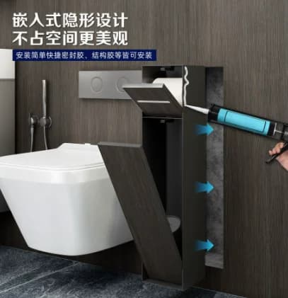 Recessed Bathroom Hardware Set, Concealed Tissue Box & Toilet‑Brush Holder, Flip‑Open for Hotel Apartment Shower Niche