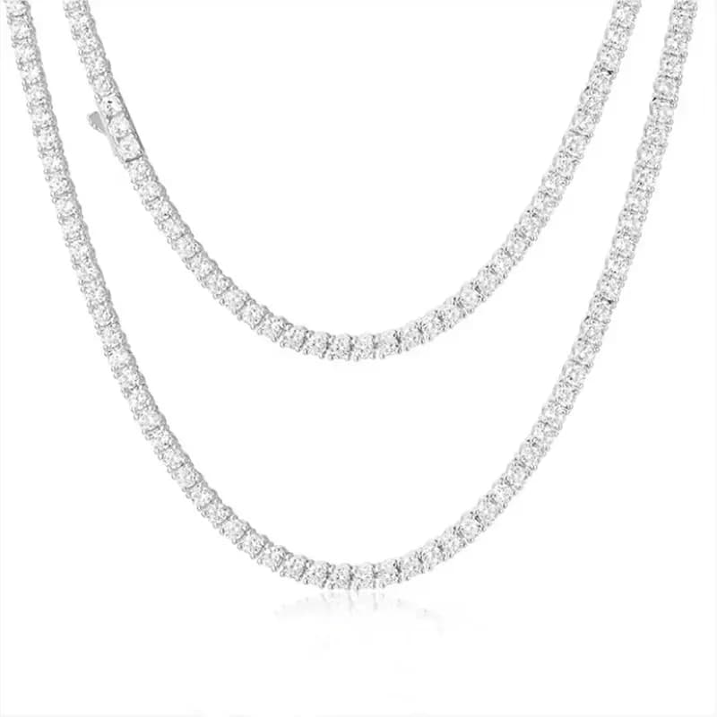 3-6,5 mm D-colored moissanite tennis ball necklace certified GIA 100% 925 Sterling silver wedding jewelry plated in white gold
