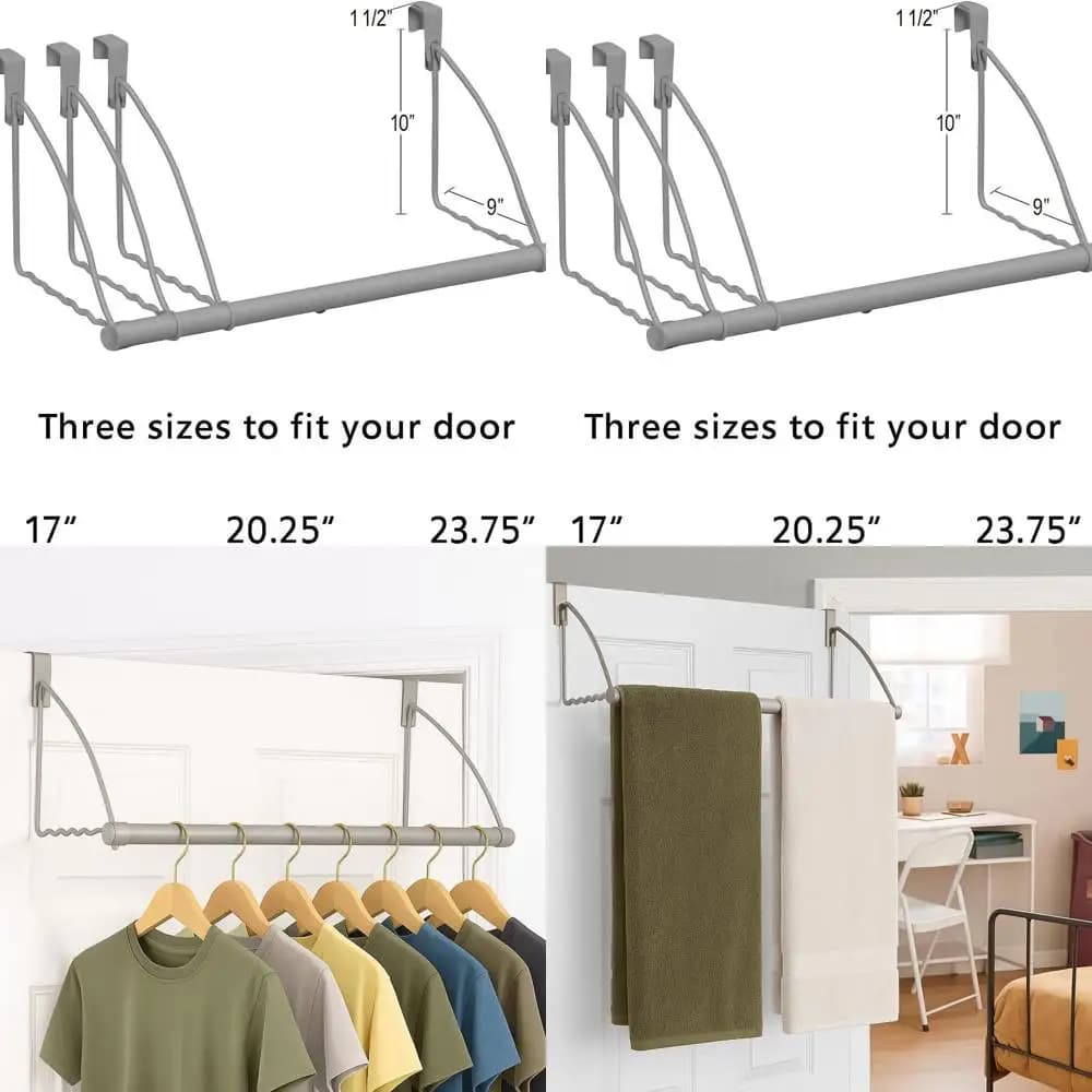 Spacious hanger for clothes and towels: ideal storage solution for bedrooms and bathrooms, grey