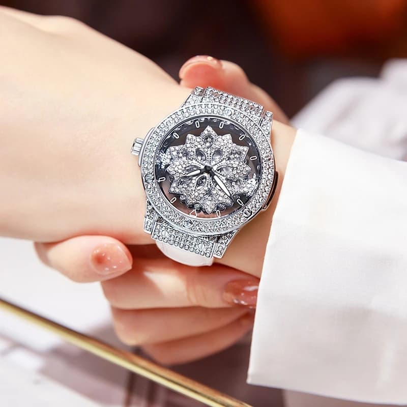 Orologi da donna cinturino in pelle orologio al quarzo con diamanti orologio luminoso impermeabile quadrante grande orologio da polso da donna con diamanti neutri