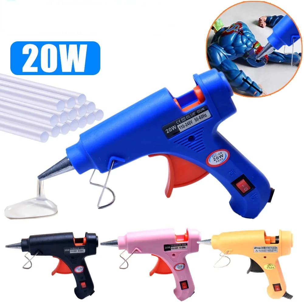 Mini pistole industriali per colla a caldo da 20 W EU con stick di colla da 7 mm Strumento di riparazione della temperatura di calore termoelettrico Accessori fai da te