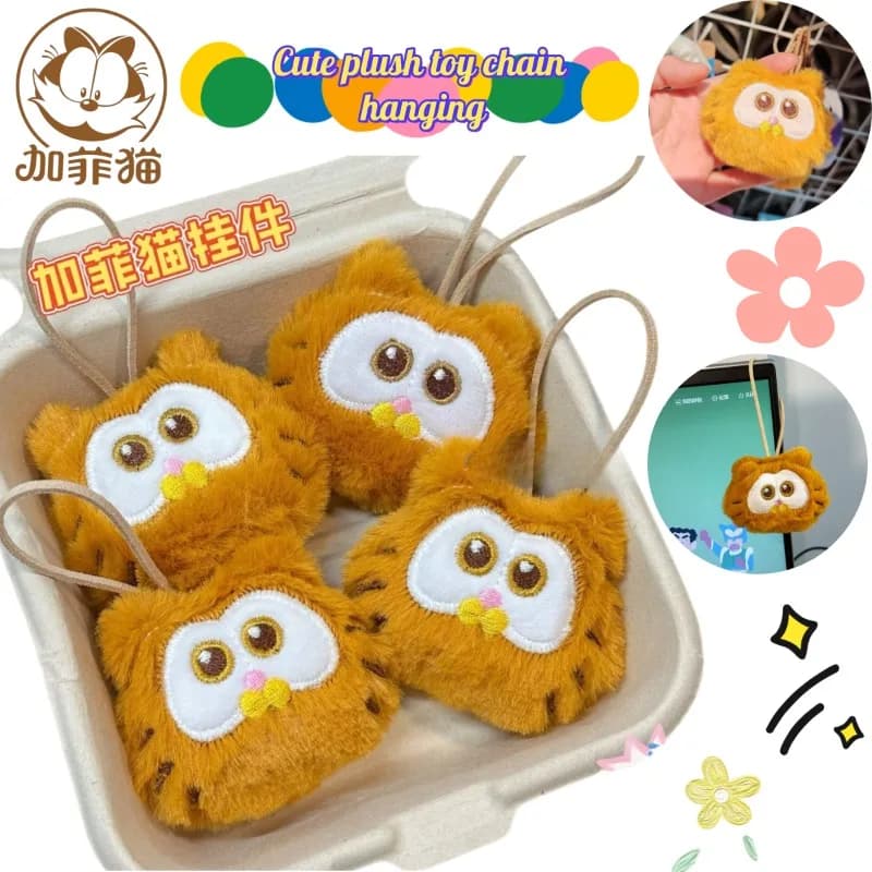 Portachiavi in peluche di Garfield, simpatico ciondolo per zaino, nuovo e raffinato, super carino, accessorio per studenti.