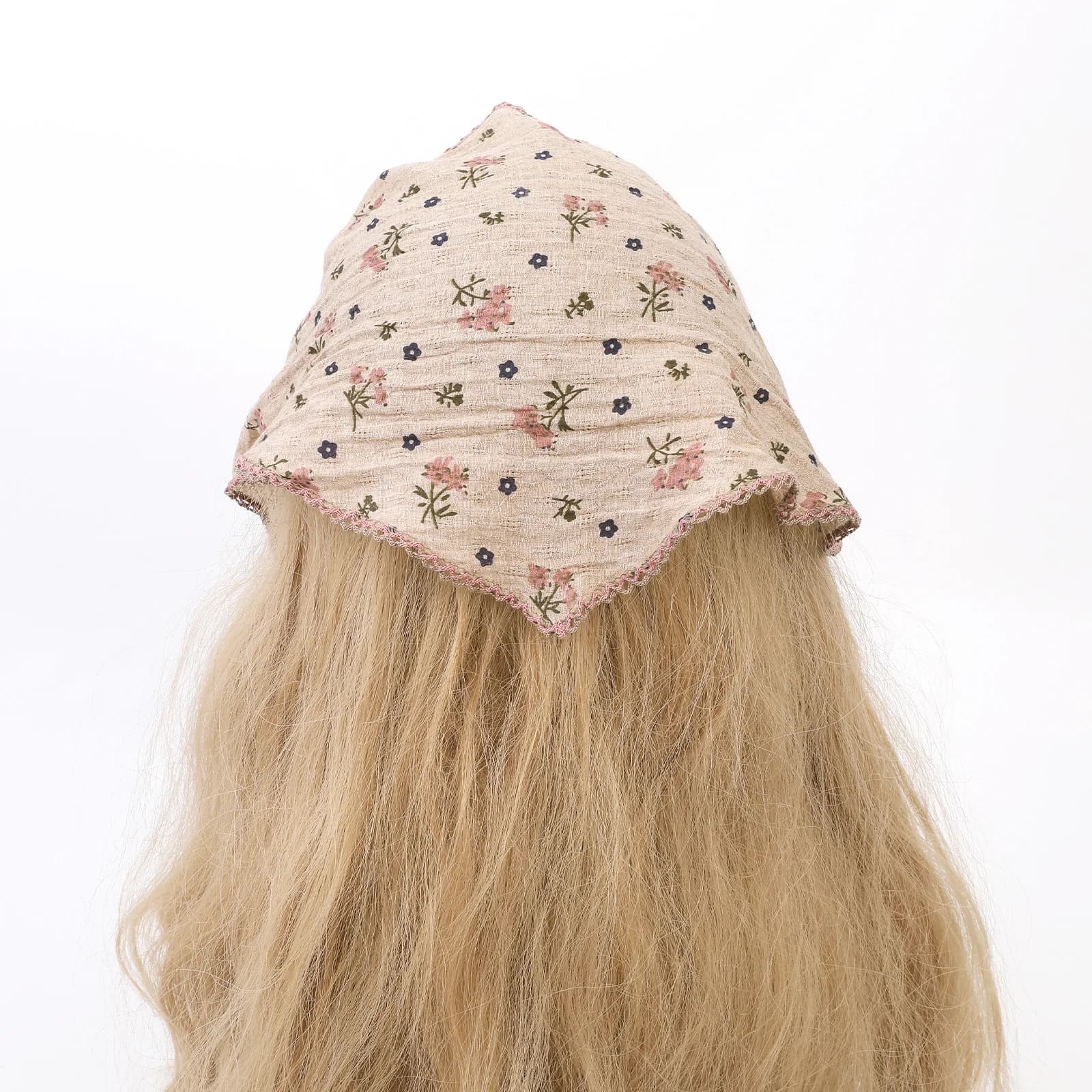 Country Style floral triangular scarf for woman, French vintage scarf for beach and sun protection, hair band