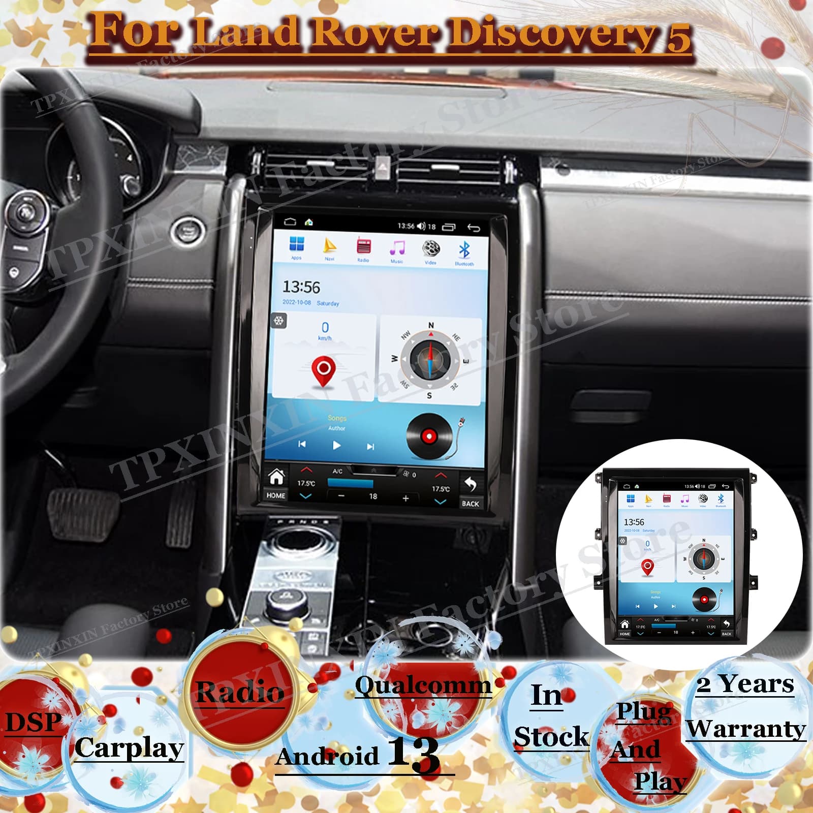Multimedia Android 13 Player Car Radio Stereo For Land Rover Discovery 5 GPS Navigation Video Auto Audio Receiver IPS Head Unit