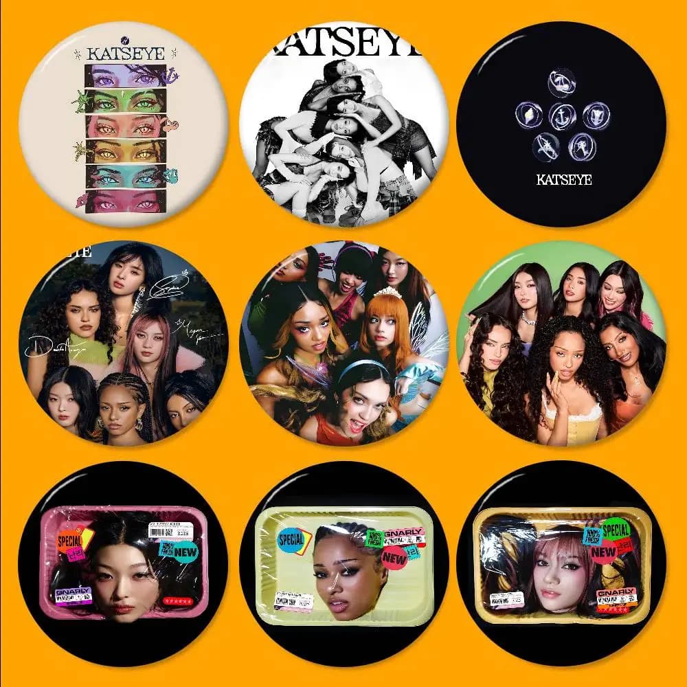 Spille e Distintivi Rotondi Fatti a Mano a Tema Anime e Cartoni Animati della Band K-Pop Coreana K-Katseye, Gioielli per Zaini, Vestiti e Regali