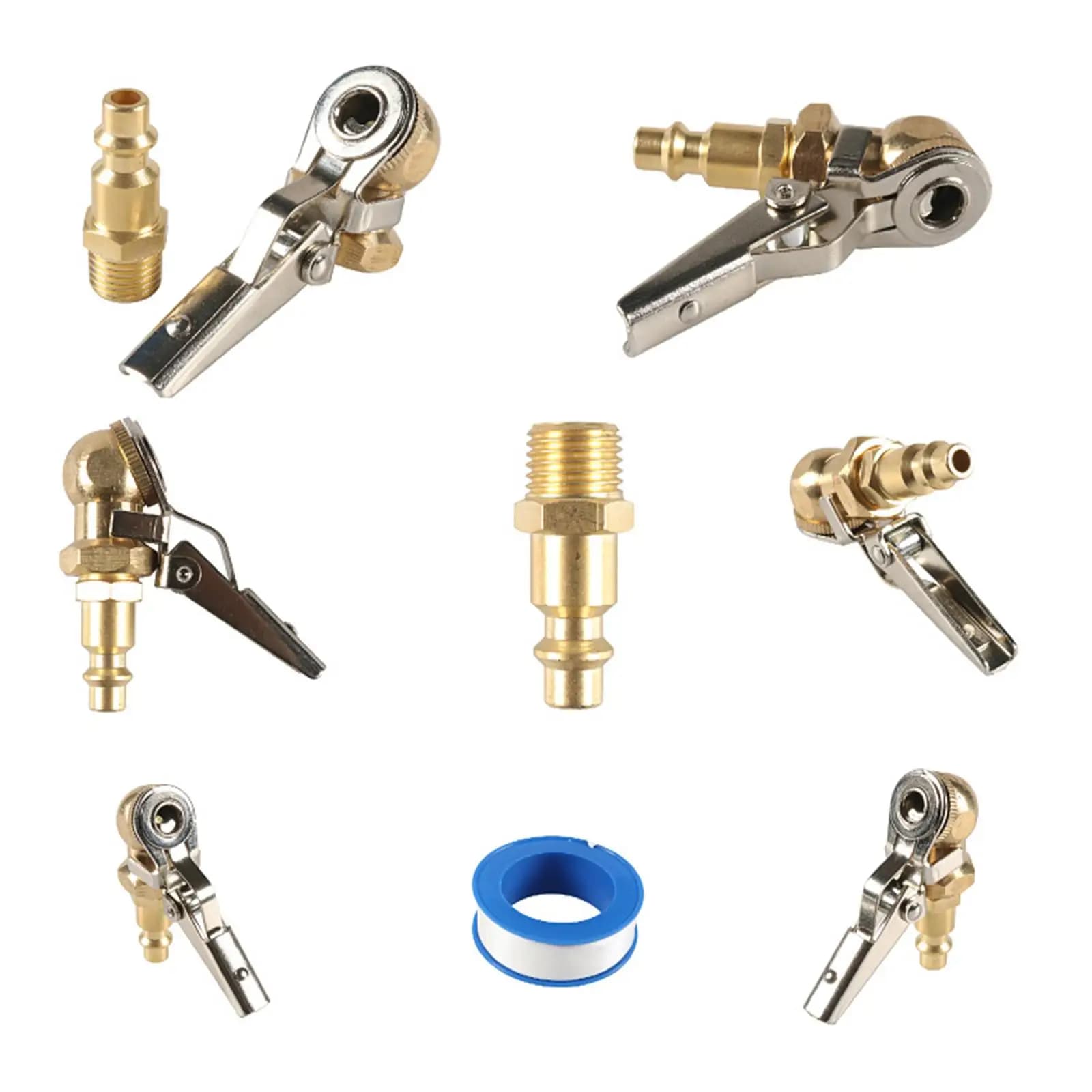 5x Attacco per gonfiaggio pneumatici con clip, adattatore per tubo gonfiatore pneumatici 1/4" NPT per compressore