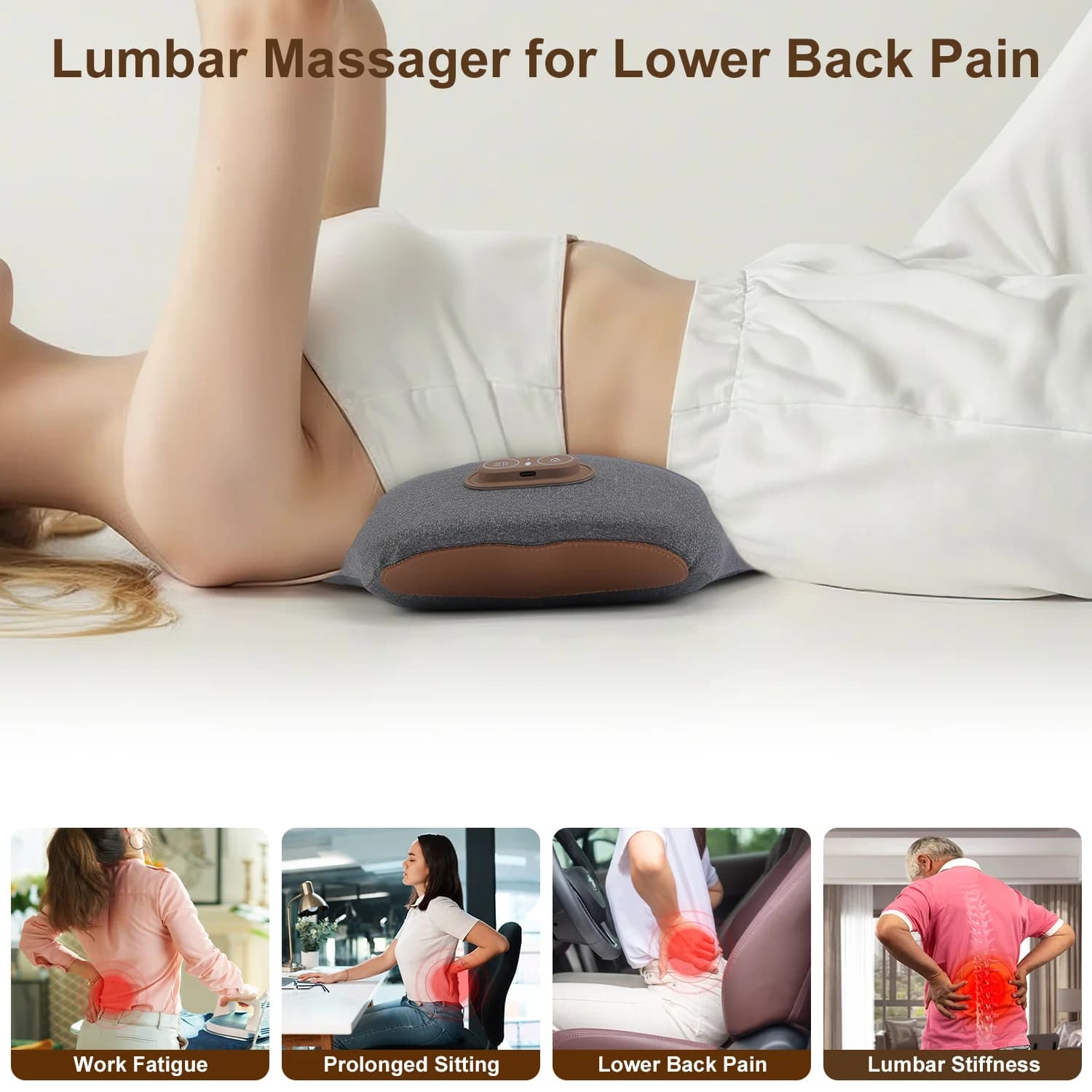 Massage cushion 2 in 1 with heat and vibration, relieves back pain from prolonged sitting
