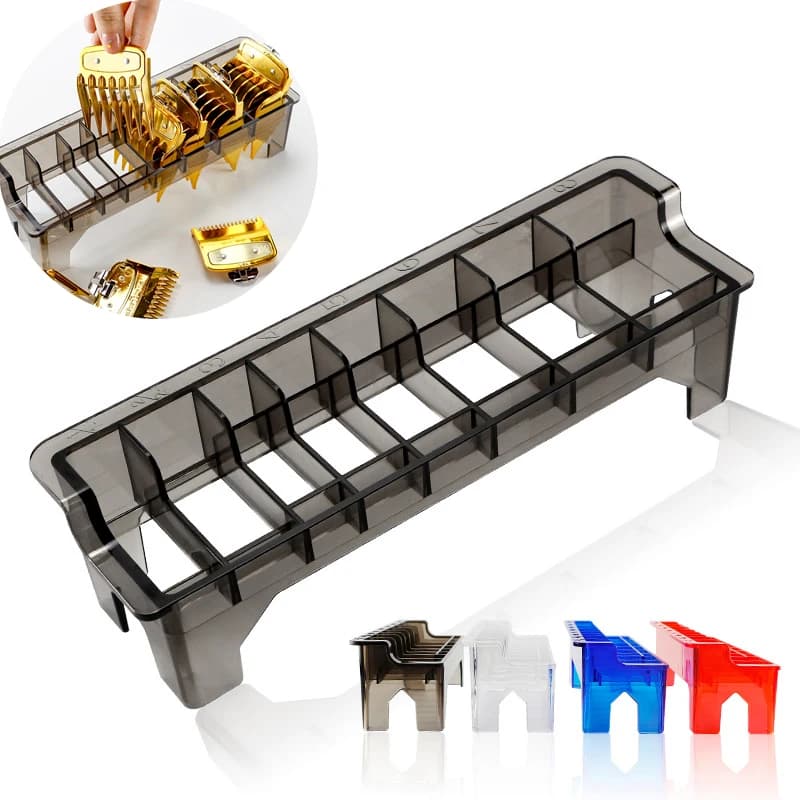 8 Guide per griglie Limite Porta pettine Scatola portaoggetti per tagliacapelli Forniture per capelli Custodia per organizer con lama in plastica Barbiere Parrucchiere