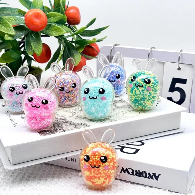 2 Pezzi Giocattoli Antistress Morbidi a Forma di Coniglio, Giocattoli Colorati per Bambini e Bambine, Regali per Cesto di Pasqua, Palline Morbide e Rilassanti