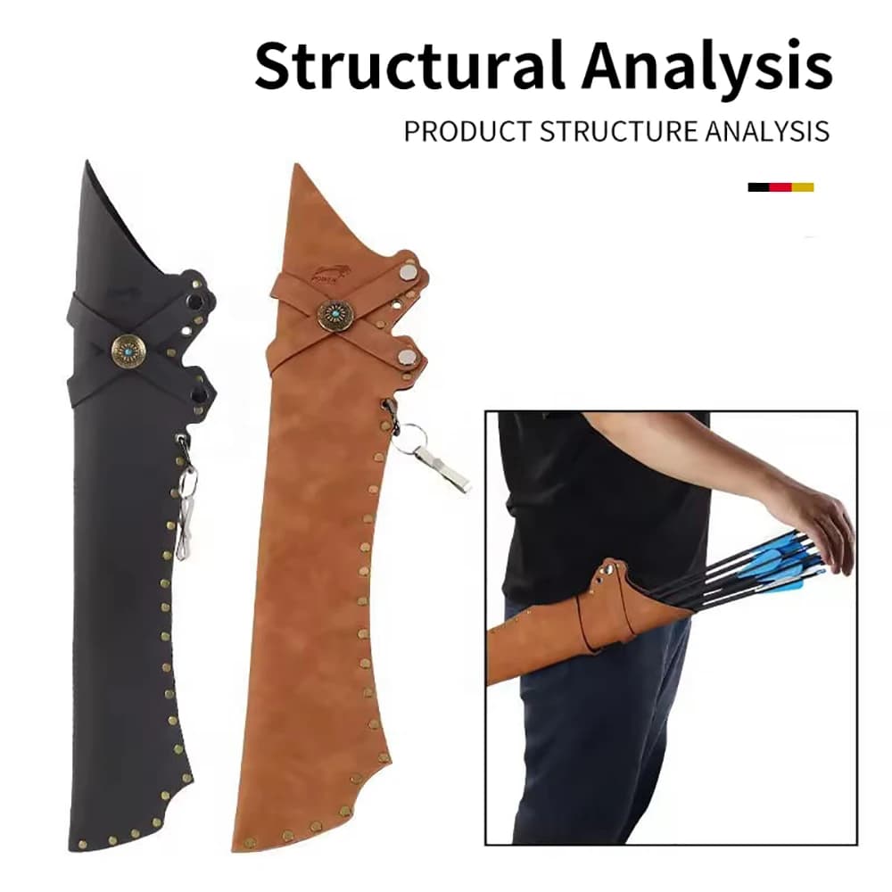 60cm Archery Arrow Quiver Waist Hanging Leather Bow and Arrow Storage Holder Case Hunting Target Practice Arrow Bags Accessories