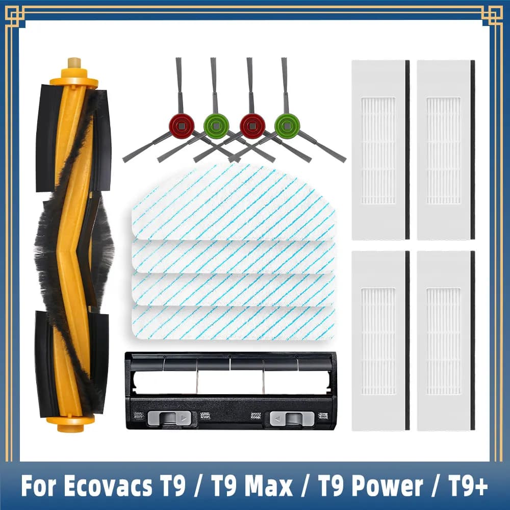 Compatibile Per Ecovacs Debot OZMO T9 / T9 Max / T9 Power / T9 + Pezzi di ricambio Accessori Spazzola laterale principale Filtro Hepa Mop Sacchetto per la polvere