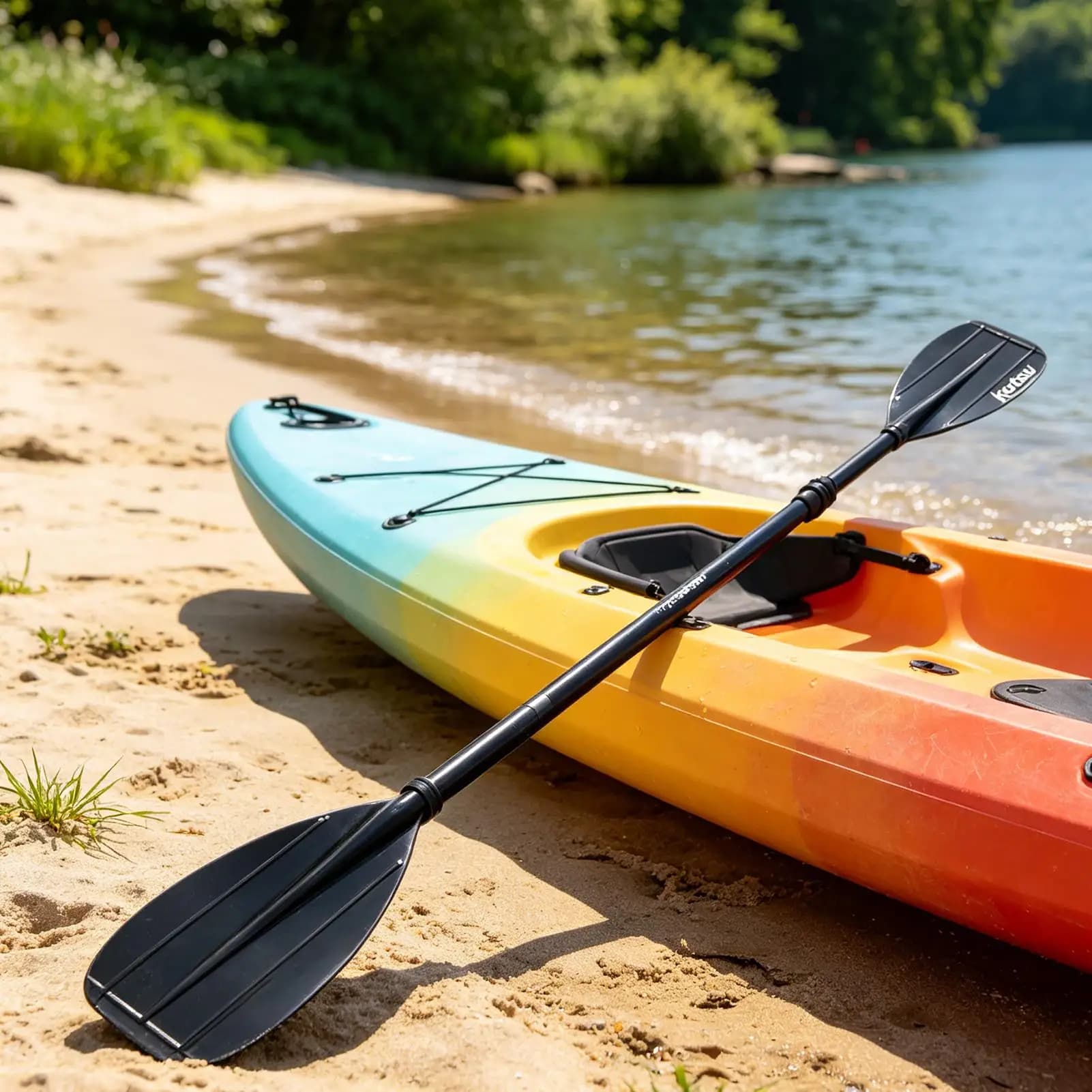 Kids Kayak Paddle 2 Section Lightweight Double-head Carbon Fiber Paddleboard Fishing Kayak Paddle For Kids Rowing Touring Lake
