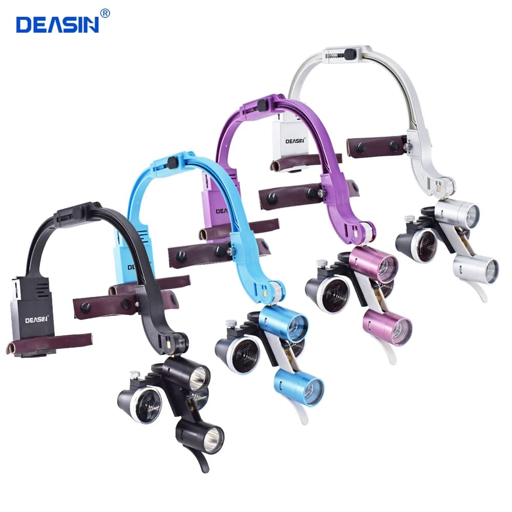 Dental LED Faro Binoculare Lenti Deasin 2.5X/3.5X Fascia Regolabile 5W Dentista Chirurgico Faro Odontoiatria Lente di Ingrandimento