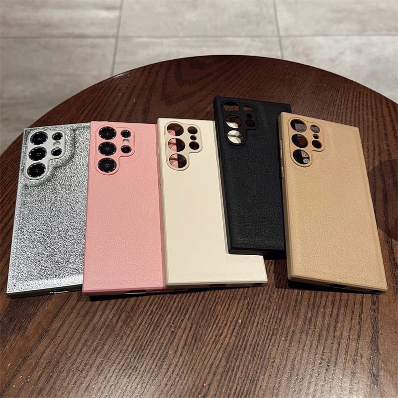 Custodia per telefono antiurto opaca in pelle di lusso con texture, adatta per Samsung Galaxy S26 S25 S24 S23 S22 S21 Ultra Plus