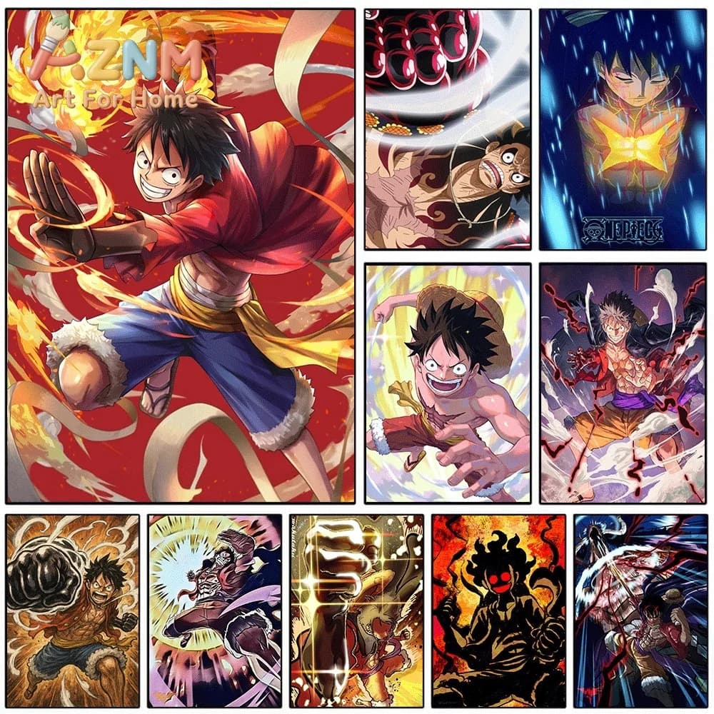 One Piece Monkey D Luffy Wano Country Anime Collage Canvas Wall Art Unframed Single Canvas Print Wall Poster For Bedroom Livin