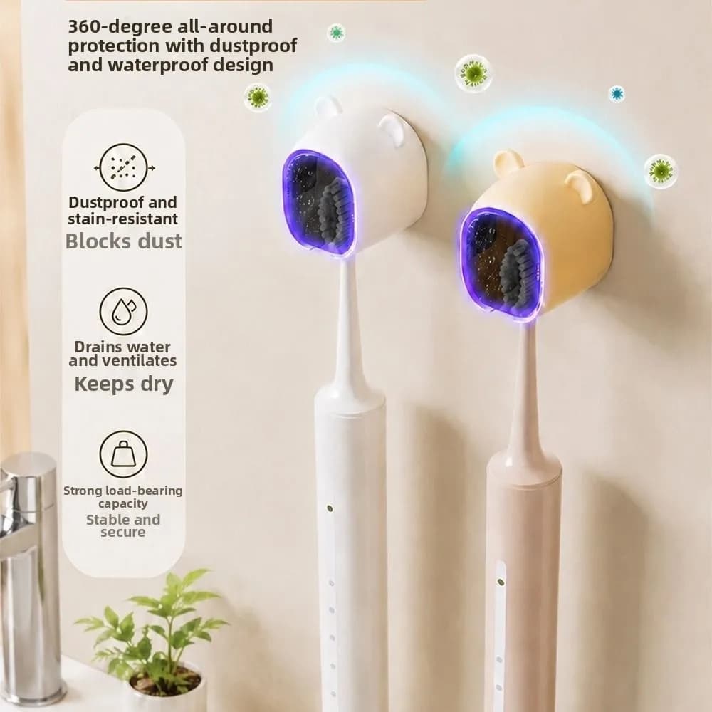 Portable Dustproof Toothbrush Holder Flip-top Wall Mounted Toothbrush Rack Electric Toothbrush Storage Rack