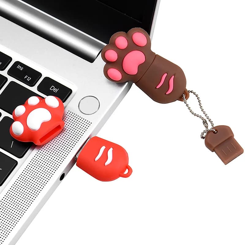 Chiavette USB Cat Paw da 4/8/16/32/64/128 GB 64 GB Pen Drive colorato 32 GB Portachiavi gratuito Memory Stick 16 GB Cartoon U Disco Regali