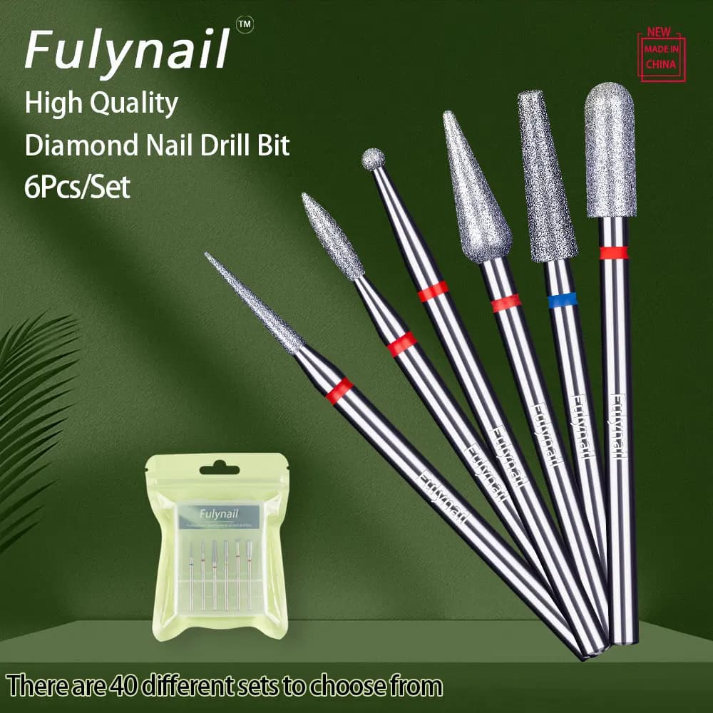 6 pz/set diamante punta da trapano per unghie manicure bava cuticola pelle morta pulita frese elettriche manicure trapano accessorio