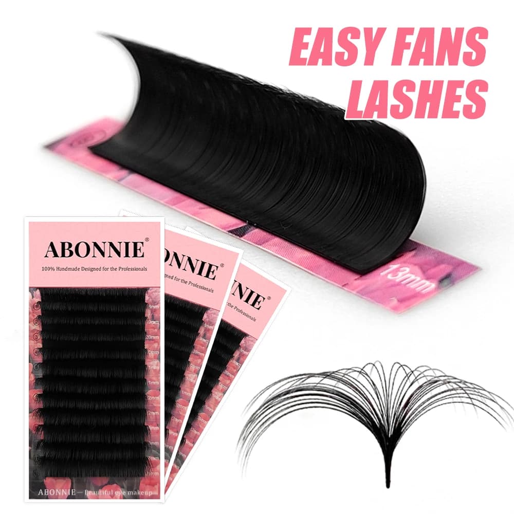 Ciglia Finte Abonnie Cashmere Easy Fan, Extension Ciglia Mega Volume, Tutte le Misure, Forniture per la Bellezza degli Occhi