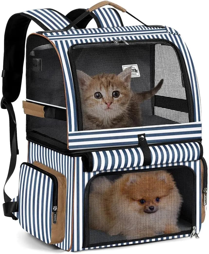 Double Cat Backpack Carrier for 2 Cats, Double-Compartment Pet Carrier Backpack for 2 Small Cat or One Medium Cat, Cats Carrier