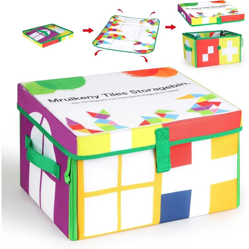 Organizer portatile per piastrelle e tappetino da gioco: contenitore pieghevole per bambini, area di gioco 12,6x11,4x7,7 pollici, ideale per la casa, i viaggi, a