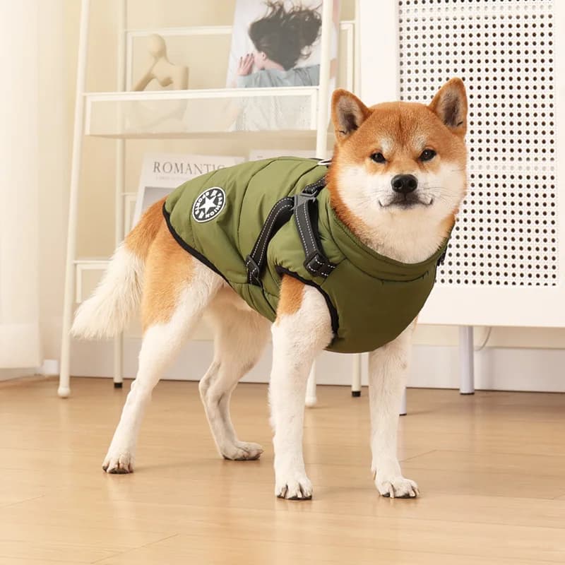 Dog Jacket with Harness, Warm Winter Waterproof Coat for Large Dogs, Pet Clothing