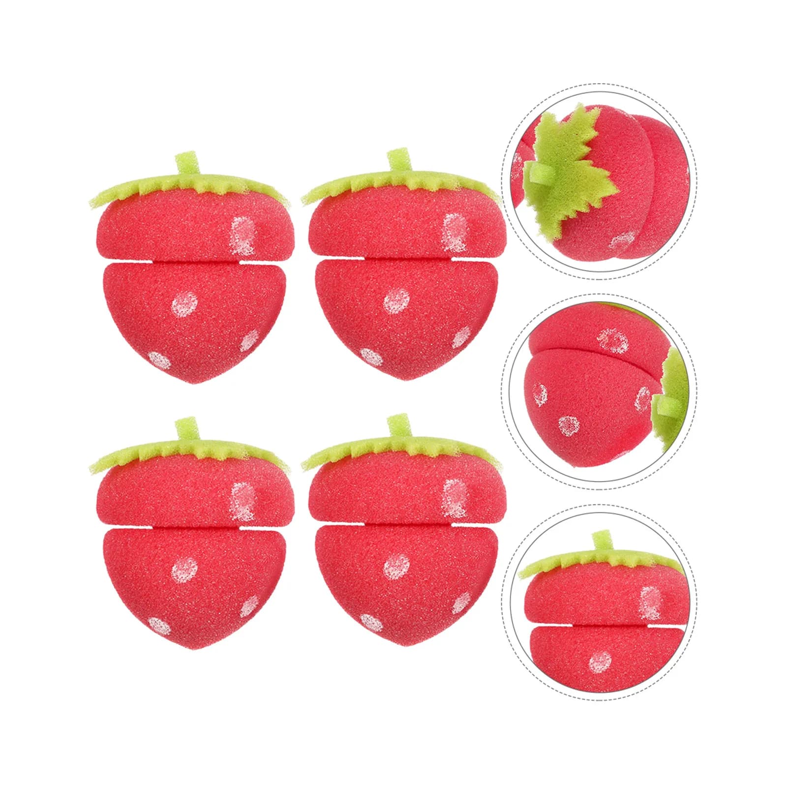 30 Pezzi Bigodini per Capelli a Forma di Fragola Senza Calore in Schiuma Morbida e Flessibile per Dormire, per Capelli Lunghi e Corti, Accessori per Acconciature