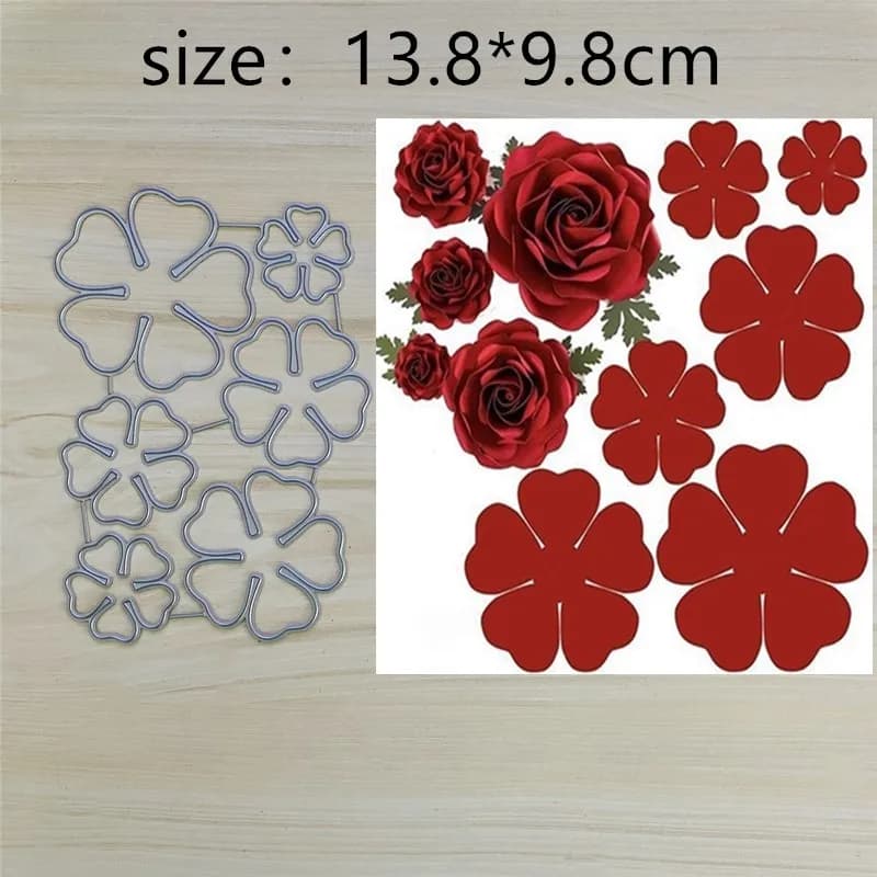 Hollow Red Flower Metal Cut Dies Stencils for Scrapbooking Stamp/Photo Album Decorative Embossing DIY Paper Cards