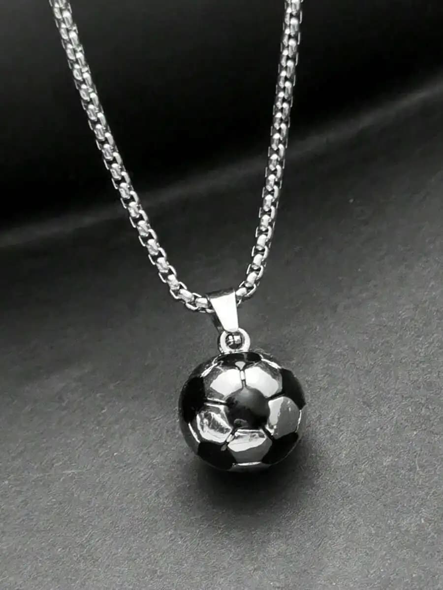 Collana con Ciondolo Pallone da Calcio 3D, Catena in Acciaio Inossidabile, Gioielli Sportivi Hip Hop per Uomini e Ragazzi